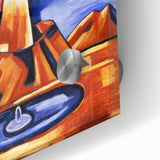 Modern Wall Art – Radiant Abstract Landscape in Bold Blues and Oranges