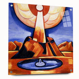 Modern Wall Art – Radiant Abstract Landscape in Bold Blues and Oranges