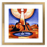 Modern Wall Art – Radiant Abstract Landscape in Bold Blues and Oranges