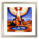 Modern Wall Art – Radiant Abstract Landscape in Bold Blues and Oranges