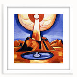 Modern Wall Art – Radiant Abstract Landscape in Bold Blues and Oranges