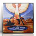 Modern Wall Art – Radiant Abstract Landscape in Bold Blues and Oranges