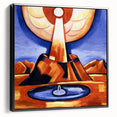 Modern Wall Art – Radiant Abstract Landscape in Bold Blues and Oranges