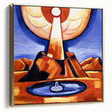 Modern Wall Art – Radiant Abstract Landscape in Bold Blues and Oranges