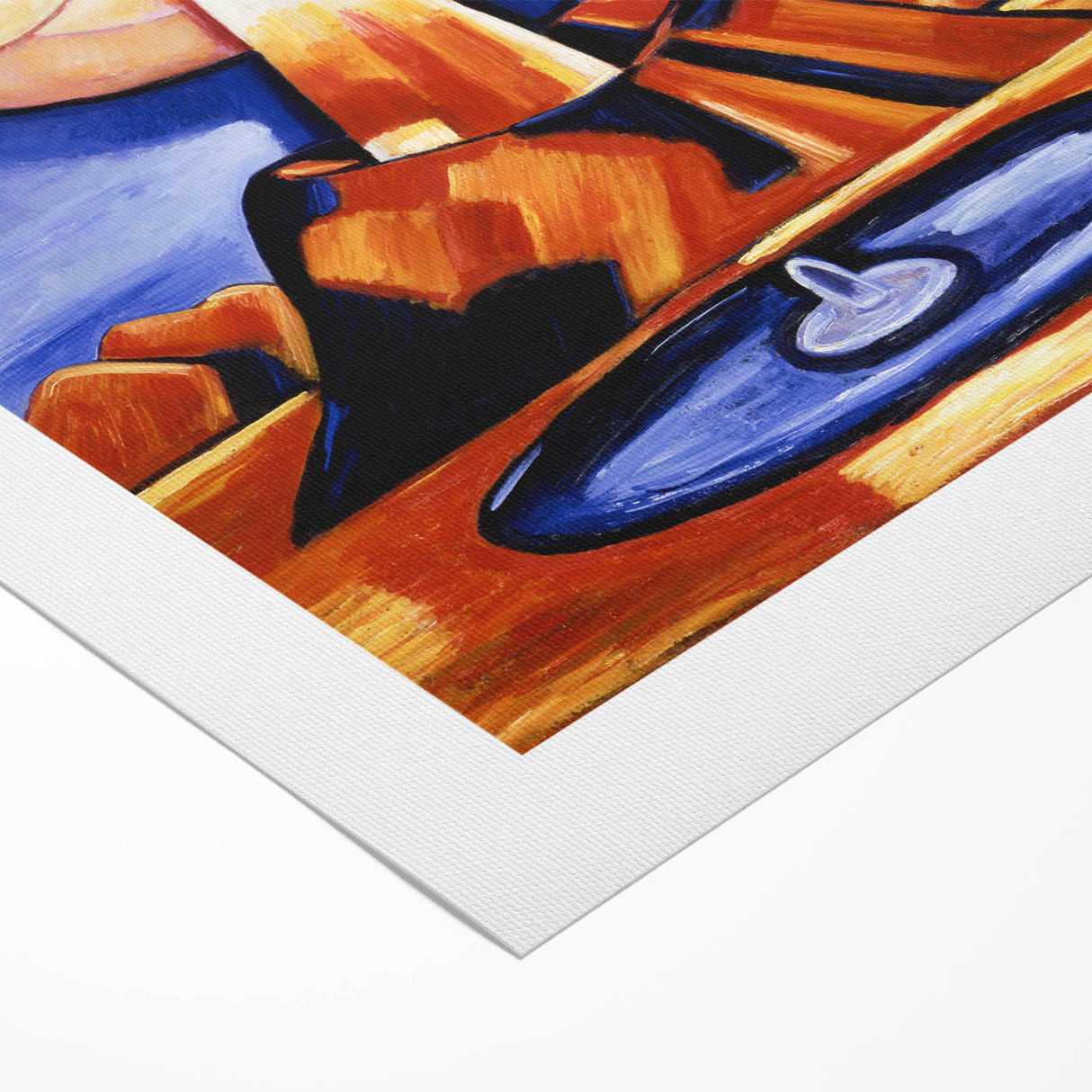 Modern Wall Art – Radiant Abstract Landscape in Bold Blues and Oranges