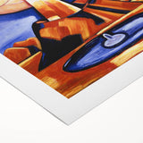 Modern Wall Art – Radiant Abstract Landscape in Bold Blues and Oranges