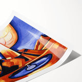 Modern Wall Art – Radiant Abstract Landscape in Bold Blues and Oranges