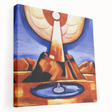 Modern Wall Art – Radiant Abstract Landscape in Bold Blues and Oranges