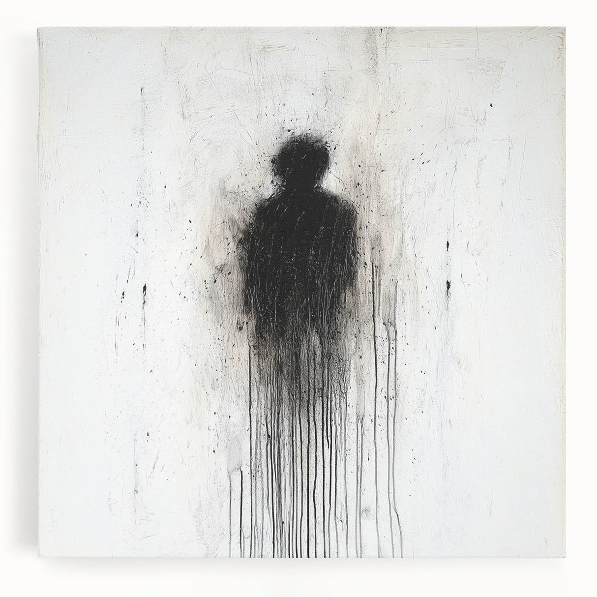 Modern Abstract Silhouette Wall Art - Black & White Canvas Print