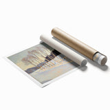 Abstract floral rolled print showcasing vibrant colors and intricate designs, crafted for home decor; packaged securely in a cardboard tube for safe delivery.