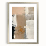 Abstract minimalist wall art framed with a silver mat, showcasing a sleek design that enhances modern decor. Perfect for stylish home interiors or office spaces.