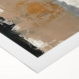 Abstract minimalist wall art on rolled canvas showcasing soft pastel hues and geometric shapes, perfect for modern home decor, presented in protective cardboard packaging.