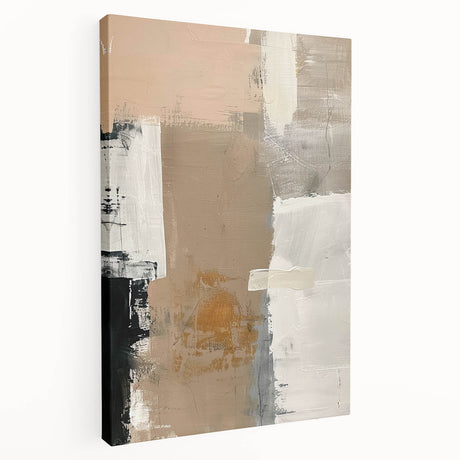 Abstract minimalist wall art stretched on canvas, showcasing soft pastel colors and geometric shapes, ideal for modern home decor and artistic aesthetics.