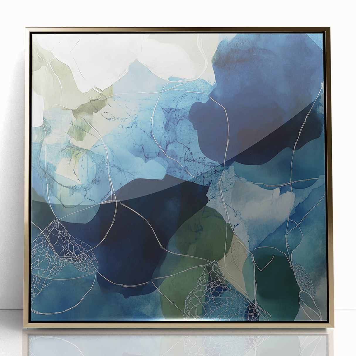 Minimalist Abstract Wall Art – Deep Blue and Teal Canvas Print