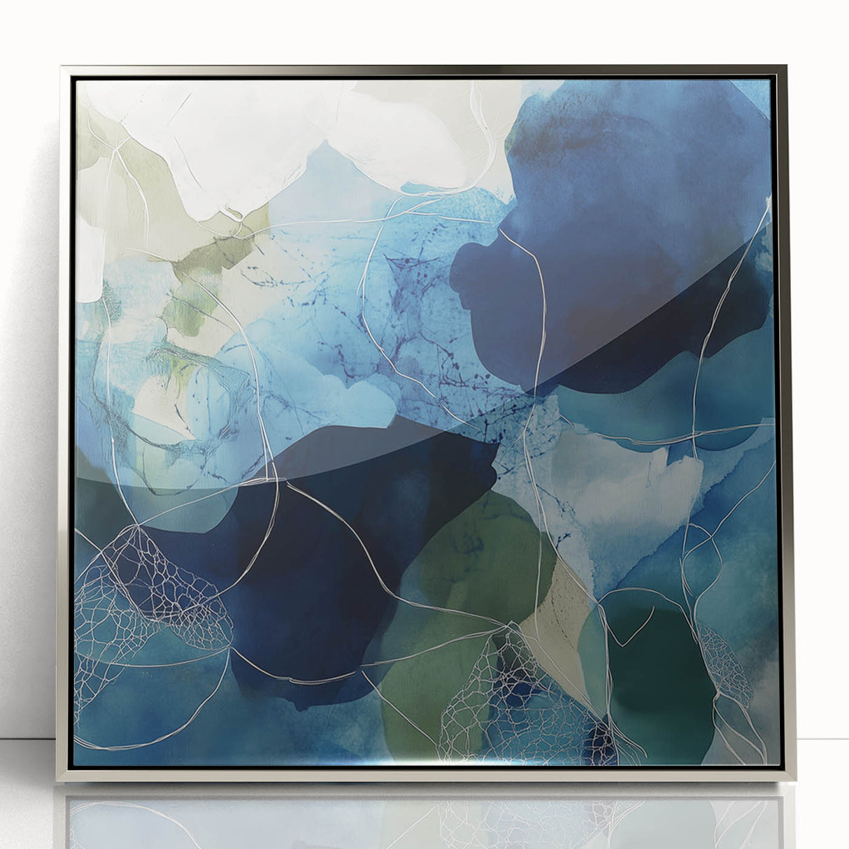 Minimalist Abstract Wall Art – Deep Blue and Teal Canvas Print