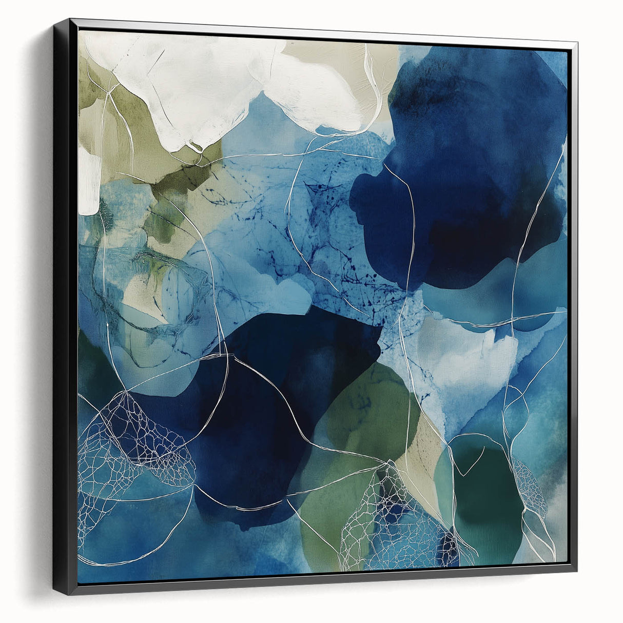 Minimalist Abstract Wall Art – Deep Blue and Teal Canvas Print