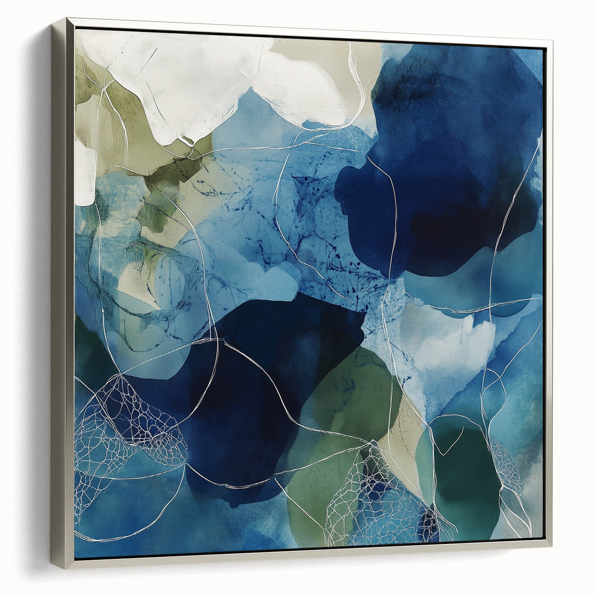 Minimalist Abstract Wall Art – Deep Blue and Teal Canvas Print