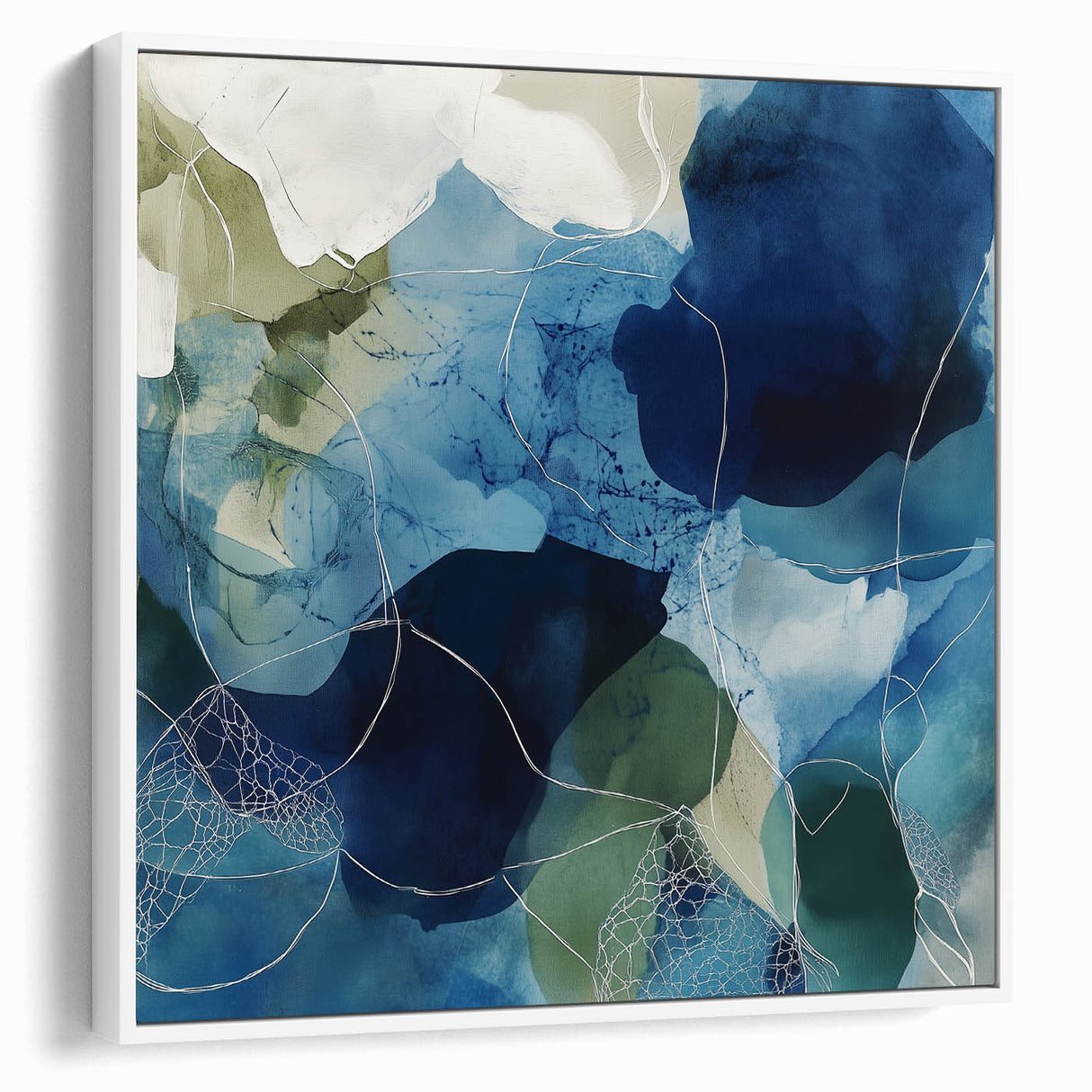 Minimalist Abstract Wall Art – Deep Blue and Teal Canvas Print