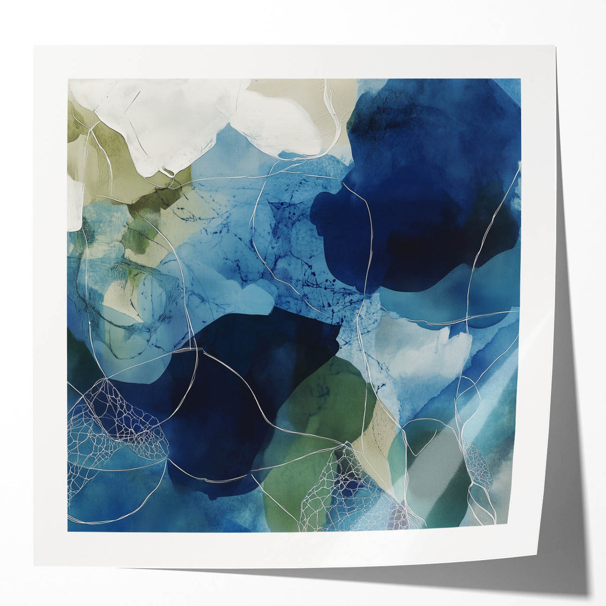 Minimalist Abstract Wall Art – Deep Blue and Teal Canvas Print
