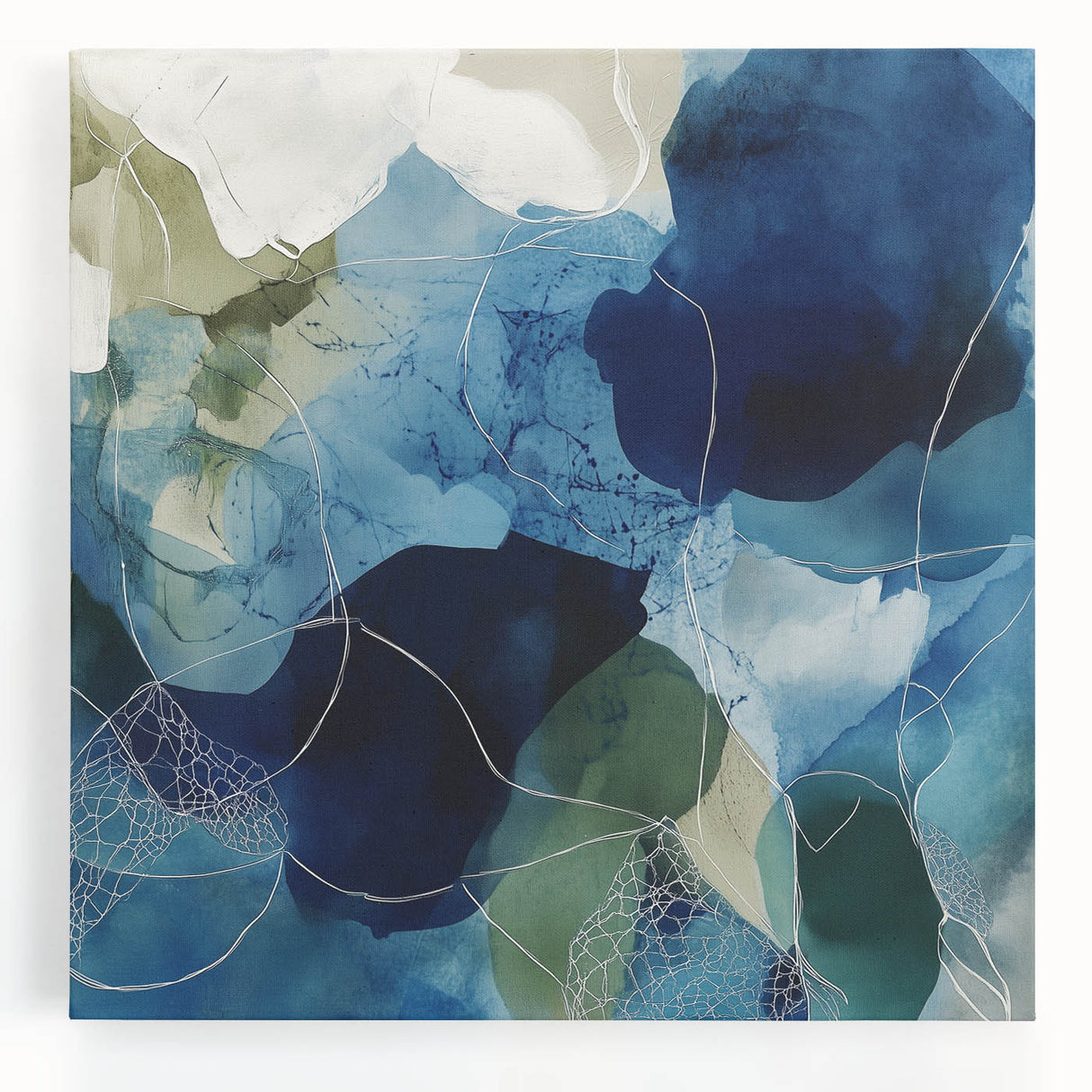 Minimalist Abstract Wall Art – Deep Blue and Teal Canvas Print