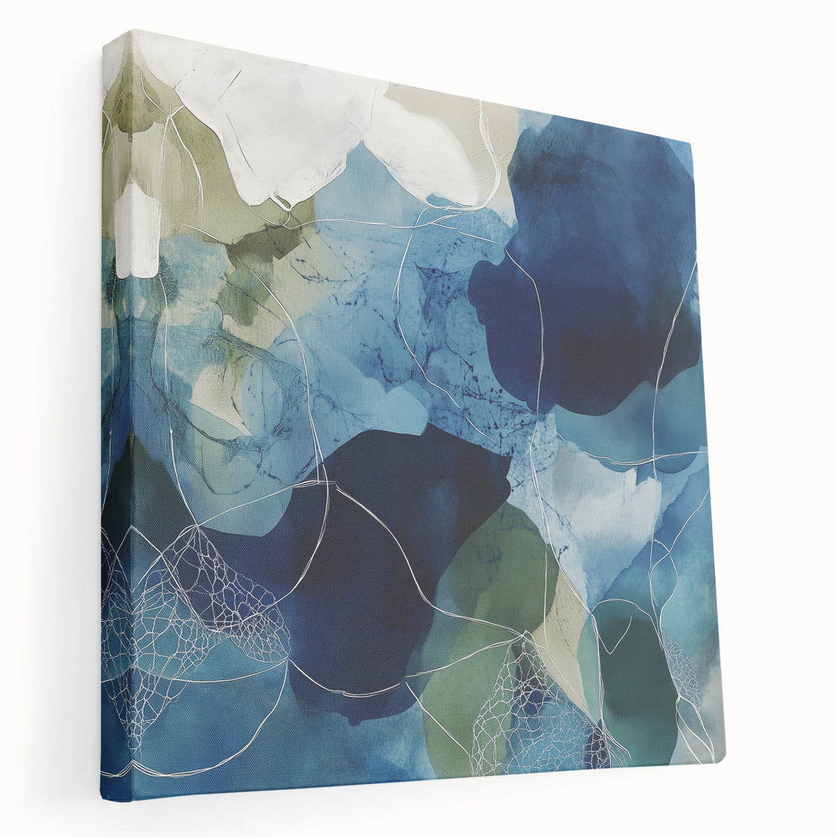 Minimalist Abstract Wall Art – Deep Blue and Teal Canvas Print
