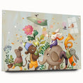 Whimsical Animal Parade Girls Room Wall Art - Playful Nursery Print