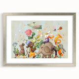 Whimsical Animal Parade Girls Room Wall Art - Playful Nursery Print