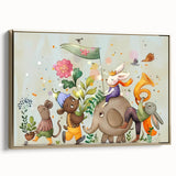 Whimsical Animal Parade Girls Room Wall Art - Playful Nursery Print