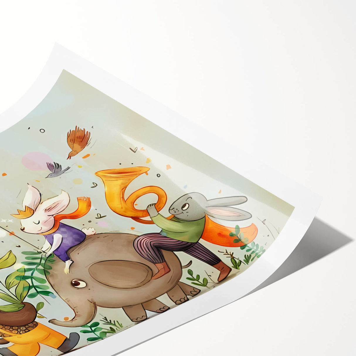 Whimsical Animal Parade Girls Room Wall Art - Playful Nursery Print