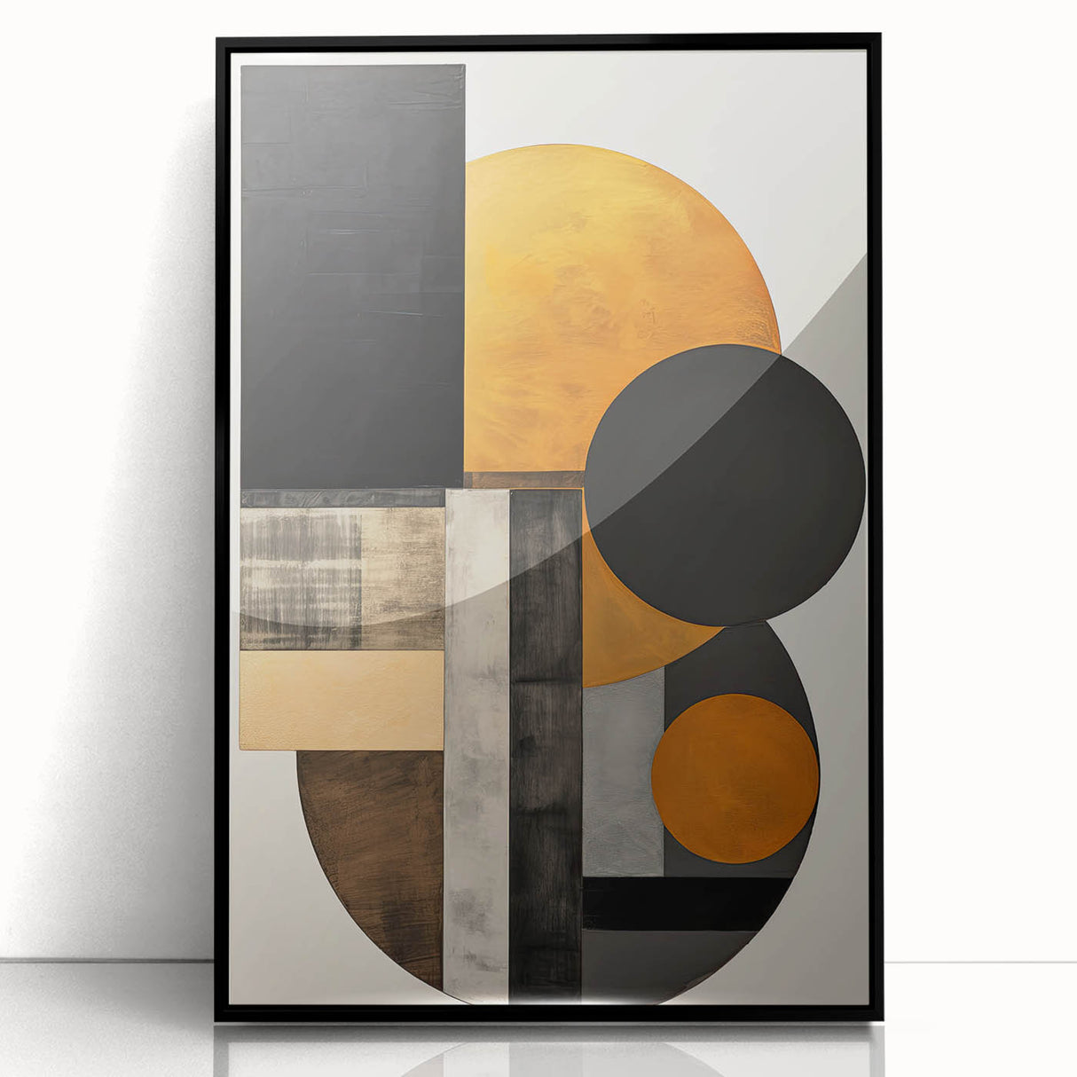 Elegant Dining Room Art Prints - Black & Gold Geometric Canvas