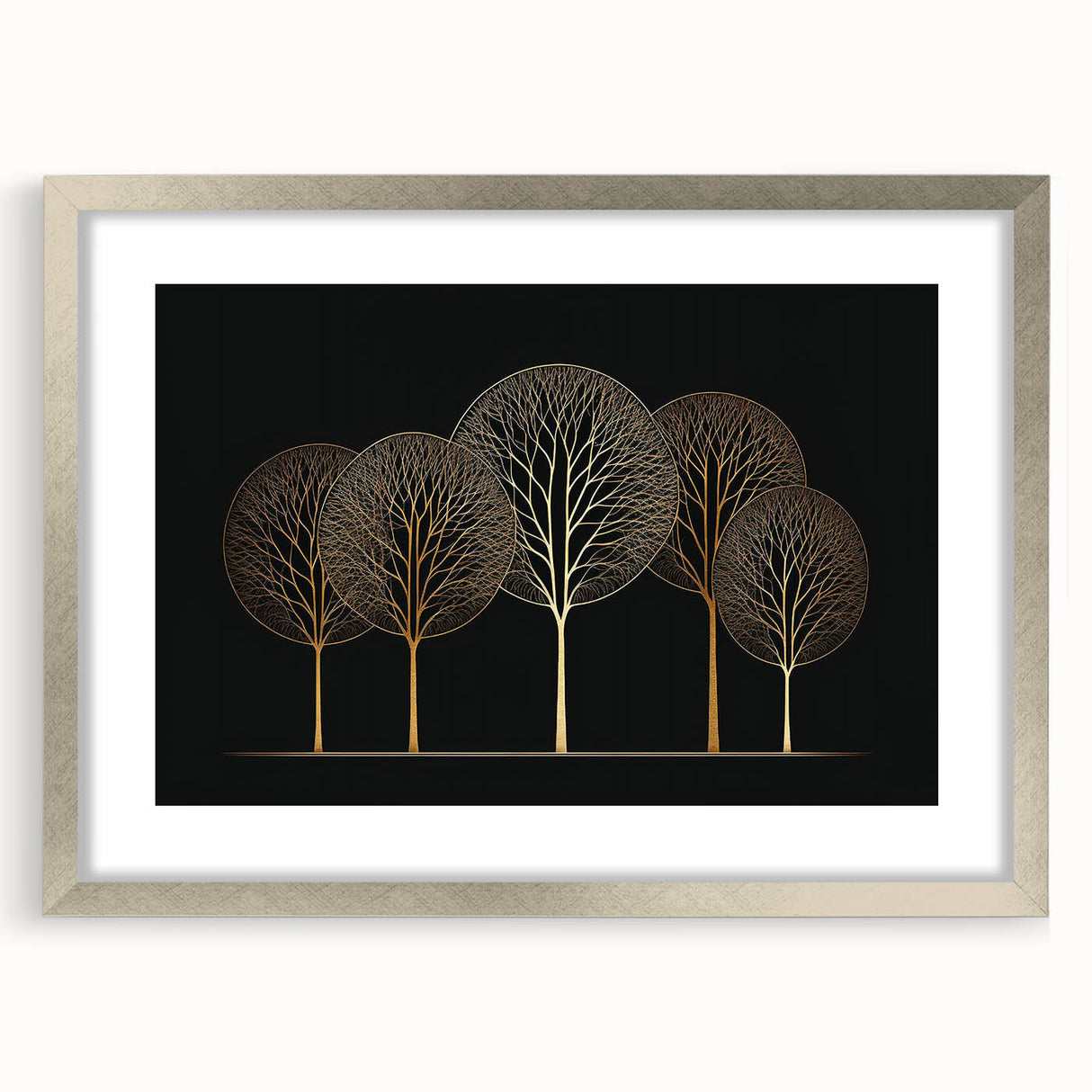 Elegant Gold Tree Wall Art - Modern Abstract Canvas for Living Room