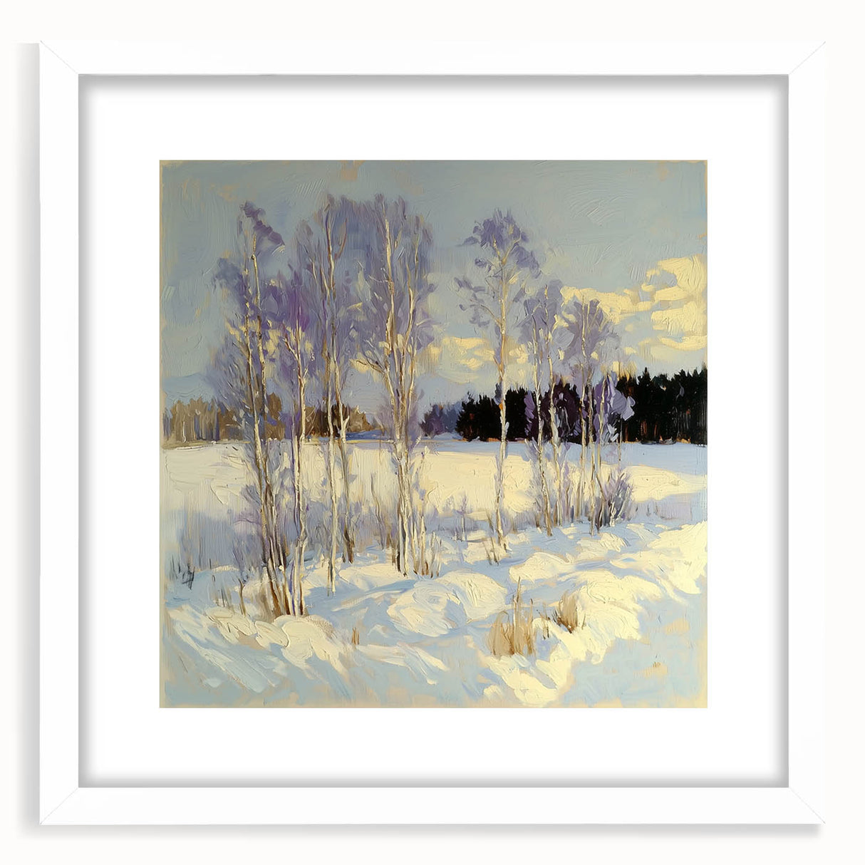 Abstract floral design framed in white mat, showcasing vibrant colors and intricate details, ideal for modern home decor or office artwork.