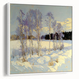 Framed canvas artwork showcasing vibrant abstract floral designs in shades of blue, pink, and green, displayed from a white side view in a modern setting, perfect for home decor.