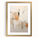 Abstract minimalist wall art framed in gold, featuring geometric patterns and soft pastel colors, ideal for modern home decor and artistic interior design.