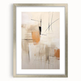 Abstract minimalist wall art framed in silver, showcasing soft geometric shapes and muted colors, ideal for modern home decor or office aesthetics.