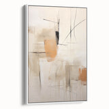 Framed minimalist abstract wall art in white, showcasing a sleek design with clean lines and soft textures, ideal for contemporary home decor.