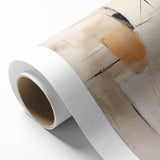 Abstract minimalist wall art on rolled canvas showcasing soft pastel colors and geometric shapes, ideal for contemporary home decor. Packaged securely in a cardboard tube for easy transport.