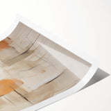 Abstract minimalist wall art print showcasing soft pastel colors and geometric shapes, rolled and neatly packaged in a sturdy cardboard tube for protection.