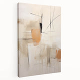 Abstract minimalist wall art on stretched canvas showcasing soothing earth tones and geometric shapes, perfect for modern home decor and artistic ambiance.