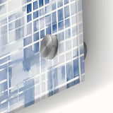 Large Abstract Wall Art – Blue Grid Modern Geometric Wall Decor