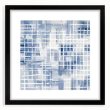 Large Abstract Wall Art – Blue Grid Modern Geometric Wall Decor