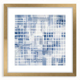 Large Abstract Wall Art – Blue Grid Modern Geometric Wall Decor