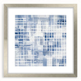 Large Abstract Wall Art – Blue Grid Modern Geometric Wall Decor