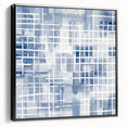 Large Abstract Wall Art – Blue Grid Modern Geometric Wall Decor