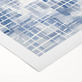 Large Abstract Wall Art – Blue Grid Modern Geometric Wall Decor