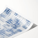 Large Abstract Wall Art – Blue Grid Modern Geometric Wall Decor