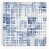 Large Abstract Wall Art – Blue Grid Modern Geometric Wall Decor