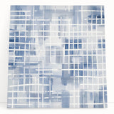 Large Abstract Wall Art – Blue Grid Modern Geometric Wall Decor