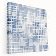 Large Abstract Wall Art – Blue Grid Modern Geometric Wall Decor