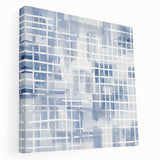 Large Abstract Wall Art – Blue Grid Modern Geometric Wall Decor